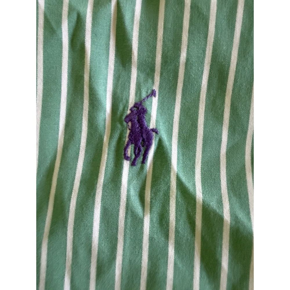 Polo Ralph Lauren Striped Shirt Mens XL Green 100% Cotton Classic Fit Preppy - Picture 10 of 10